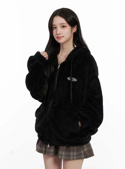 cozy-fleece-zip-up-hoodie-cn527 / Black