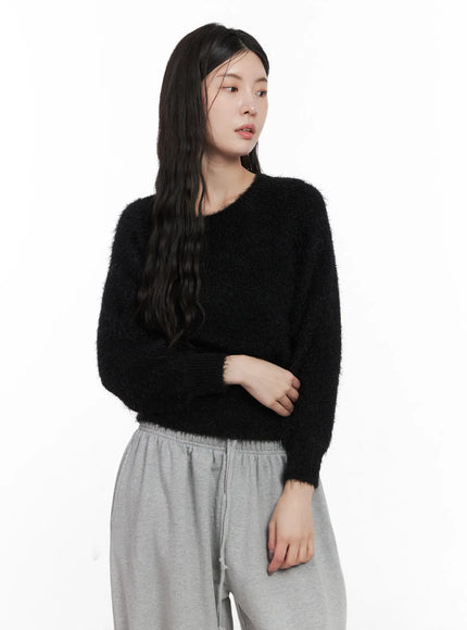 cozy-round-neck-sweater-cn512 / Black