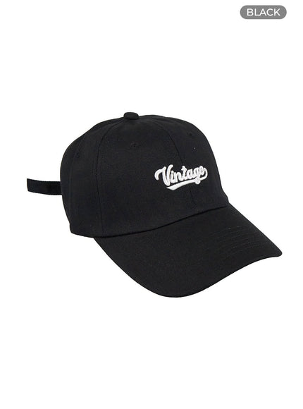 cotton-lettering-embroidered-hat-ol416 / Black