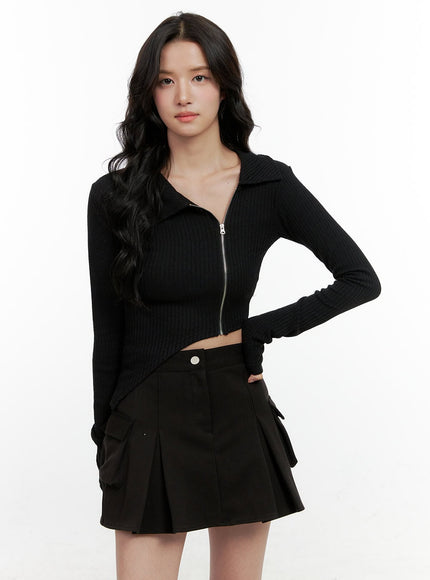 asymmetric-slim-fit-cardigan-on404 / Black