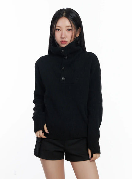 turtle-neck-knit-sweater-cj530 / Black