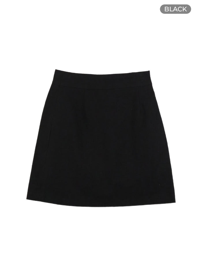 linen-mini-skirt-oy413 / Black