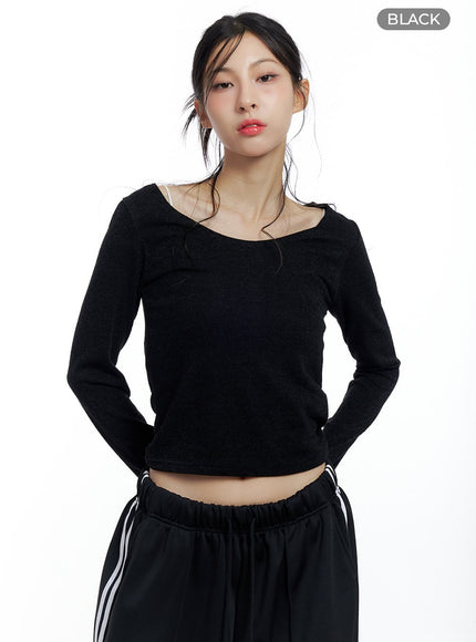 slim-u-neck-crop-top-co425 / Black