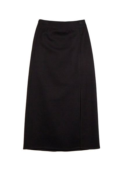 side-slit-midi-skirt-on422 / Black