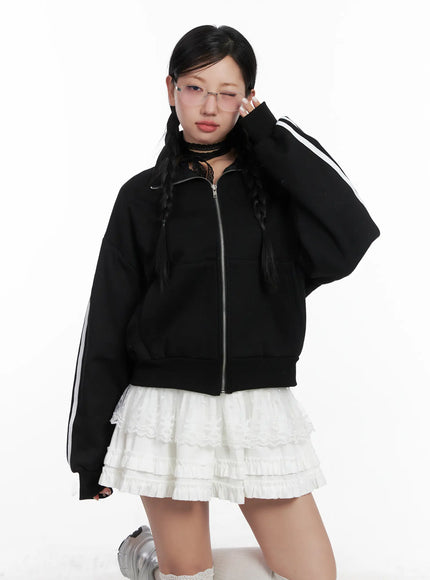 track-style-fleece-jacket-cn528 / Black