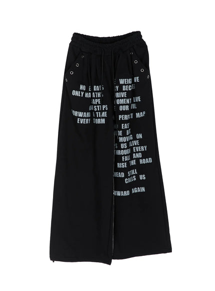 casual-printed-wide-leg-sweatpants-cy529 / Black