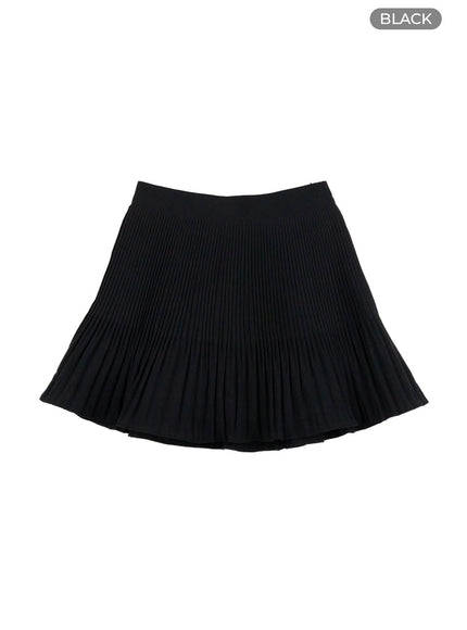 solid-flare-banded-mini-skirt-og407 / Black