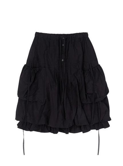 utility-pocket-balloon-midi-skirt-cm512 / Black