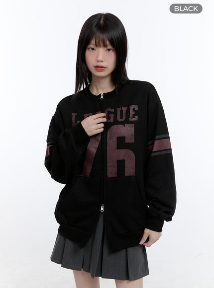 oversized-zip-up-sweatshirt-cg413 / Black