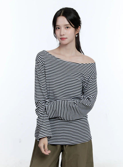 wide-boat-neck-loose-fit-top-cg513 / Black