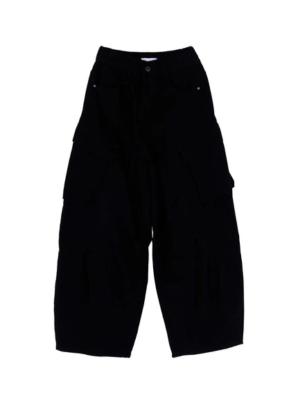 casual-wide-leg-cargo-pants-cy508 / Black