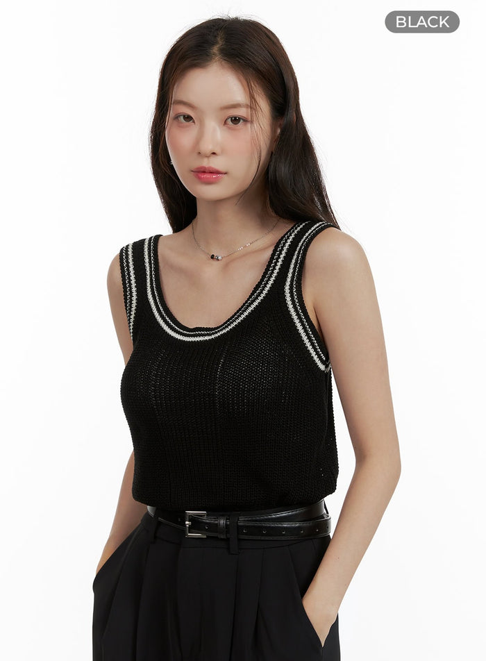 u-neck-sleeveless-knit-top-ou411 / Black
