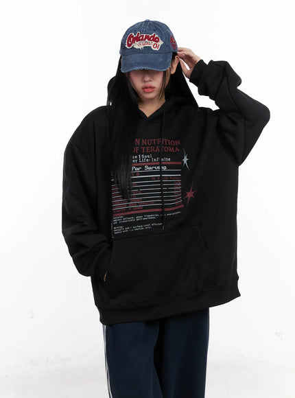 oversized-graphic-hoodie-cn528 / Black
