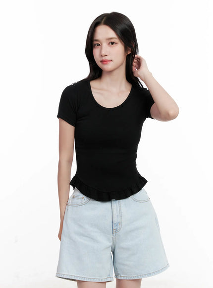 Ruffle Scoop-Neck Top CL516