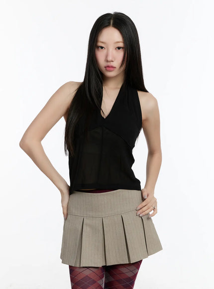 sheer-halter-neck-top-cm511 / Black