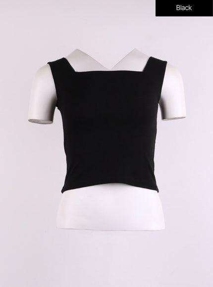 square-neck-cropped-tank-top-cj425 / Black