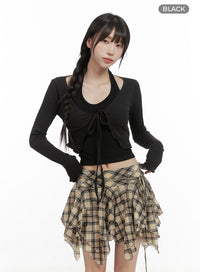 snug-string-closure-cardigan-cs413 / Black