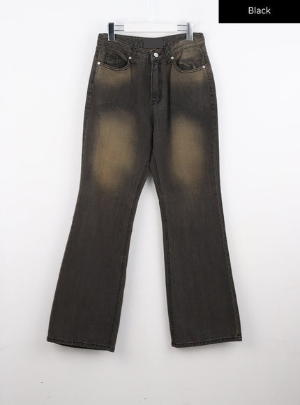 vintage-wash-flare-jeans-co306 / Black