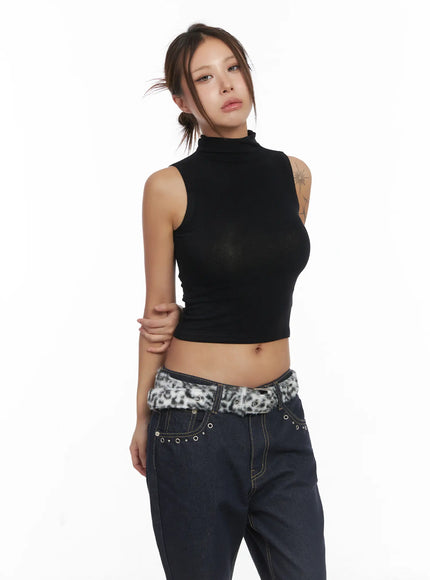 basic-bock-neck-crop-tank-cj512 / Black