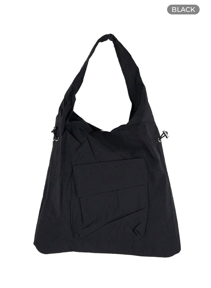 string-pocket-tote-bag-ou411 / Black