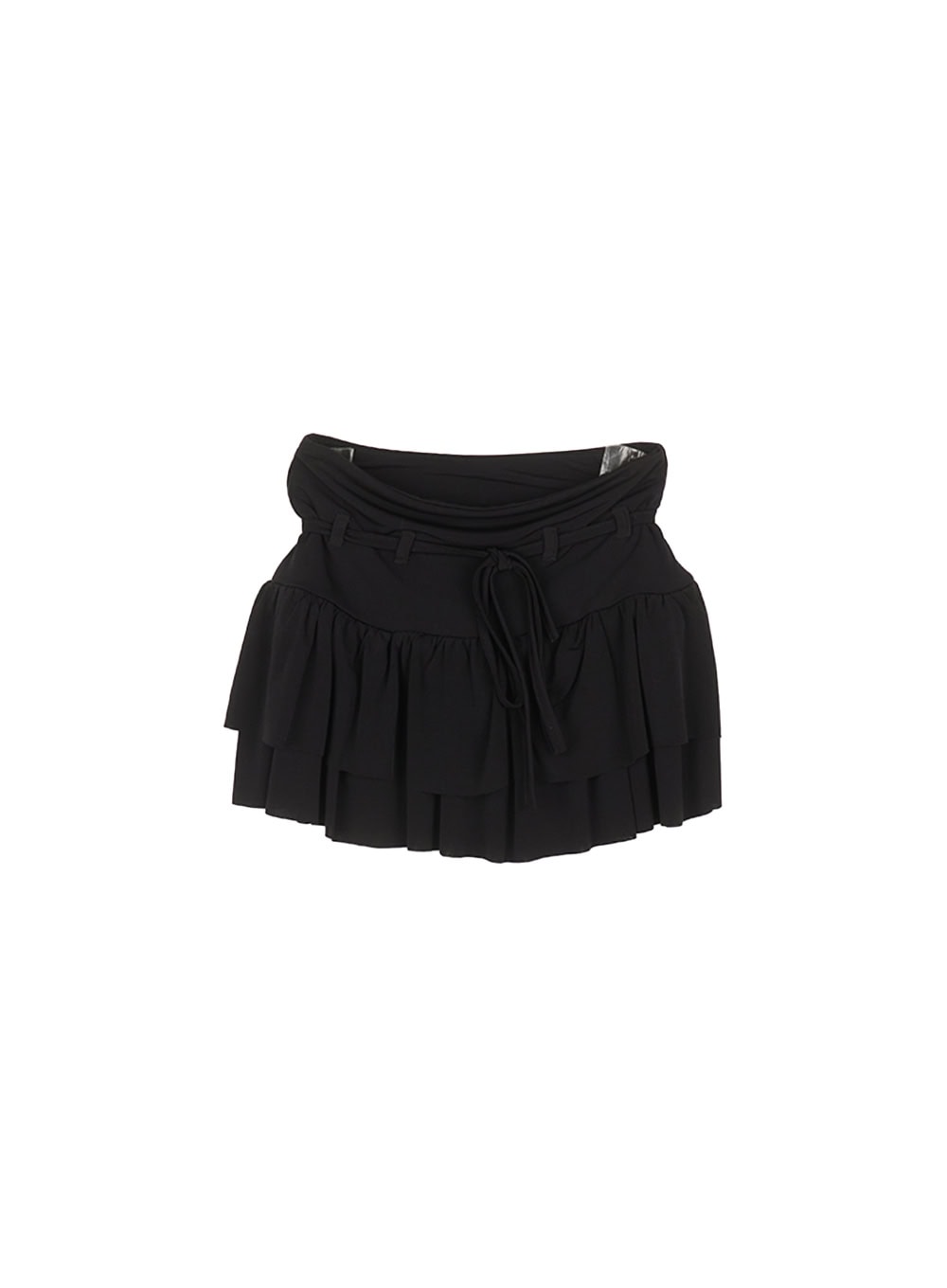 string-ribbon-ruffle-mini-skirt-ca522 / Black