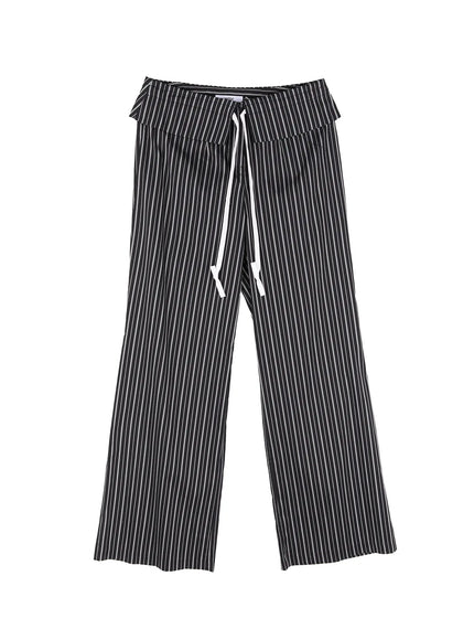 wide-fit-low-waist-striped-pants-cu526 / Black
