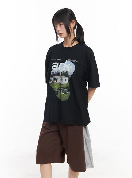 round-neck-graphic-tee-cy512 / Black