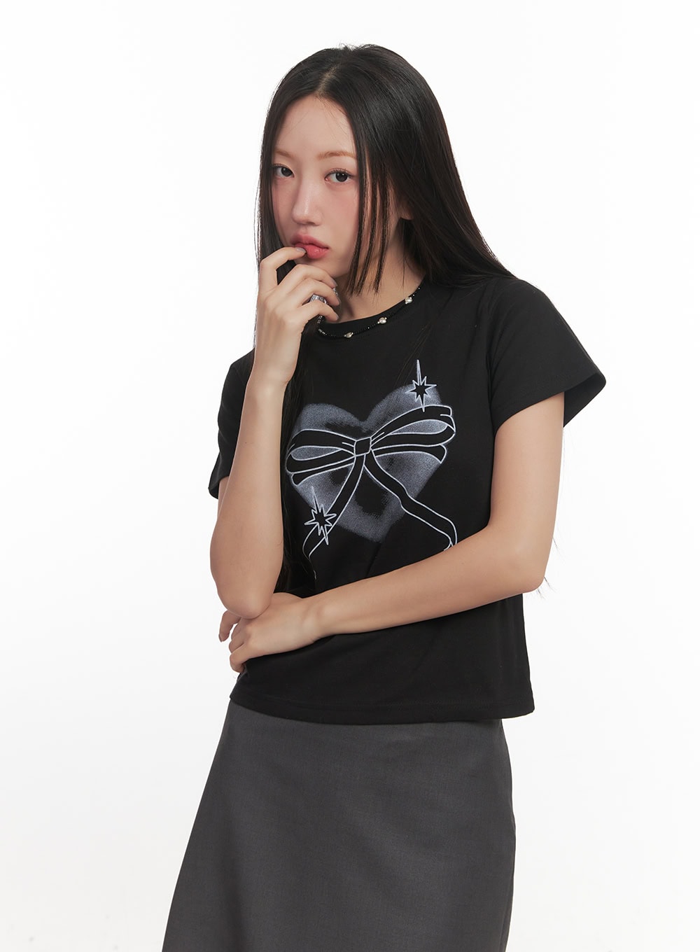 sweetheart-graphic-crop-tee-cf526 / Black