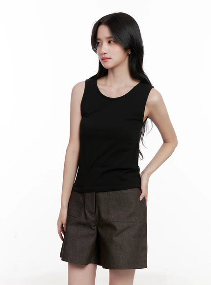basic-u-neck-sleeveless-top-cl515 / Black