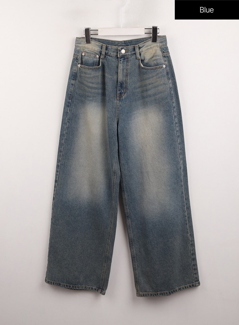 Denim Mid-Waist Pocket Wide Leg Jeans CJ415 - Acubi style | LEWKIN