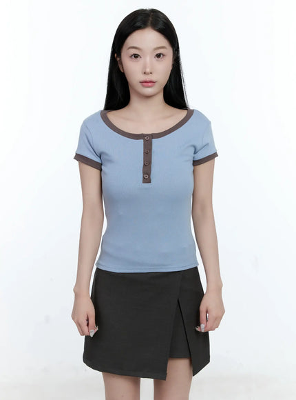 contrast-basic-u-neck-tee-cl530 / Blue
