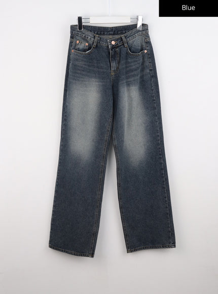 washed-straight-leg-jeans-cs326 / Blue