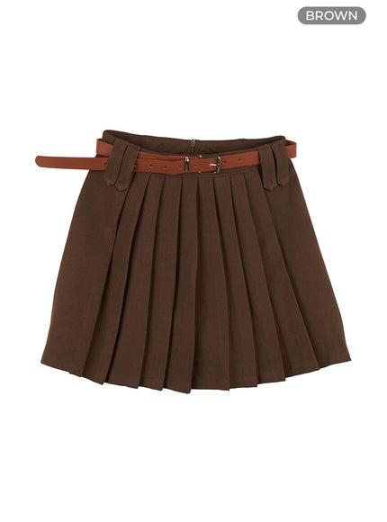 timeless-flared-pleated-mini-os411 / Brown