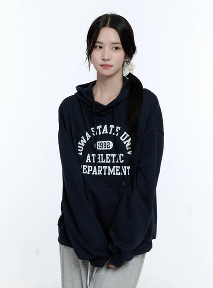 University Print Oversized Hoodie CG514
