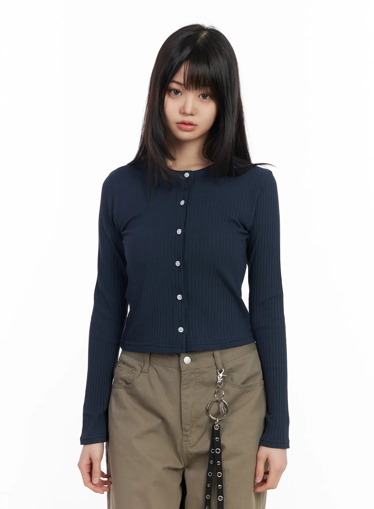 essential-long-sleeve-cardigan-cm513 / Dark blue