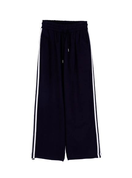 striped-wide-leg-sweatpants-ca527 / Dark blue
