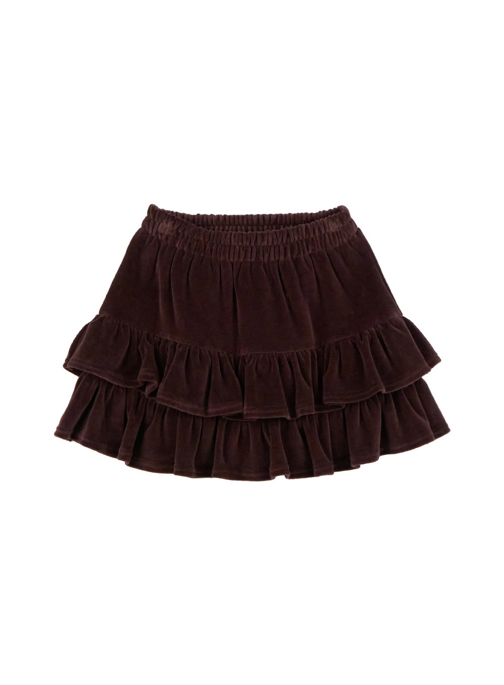 frill-velvet-mini-skirt-od412 / Dark brown