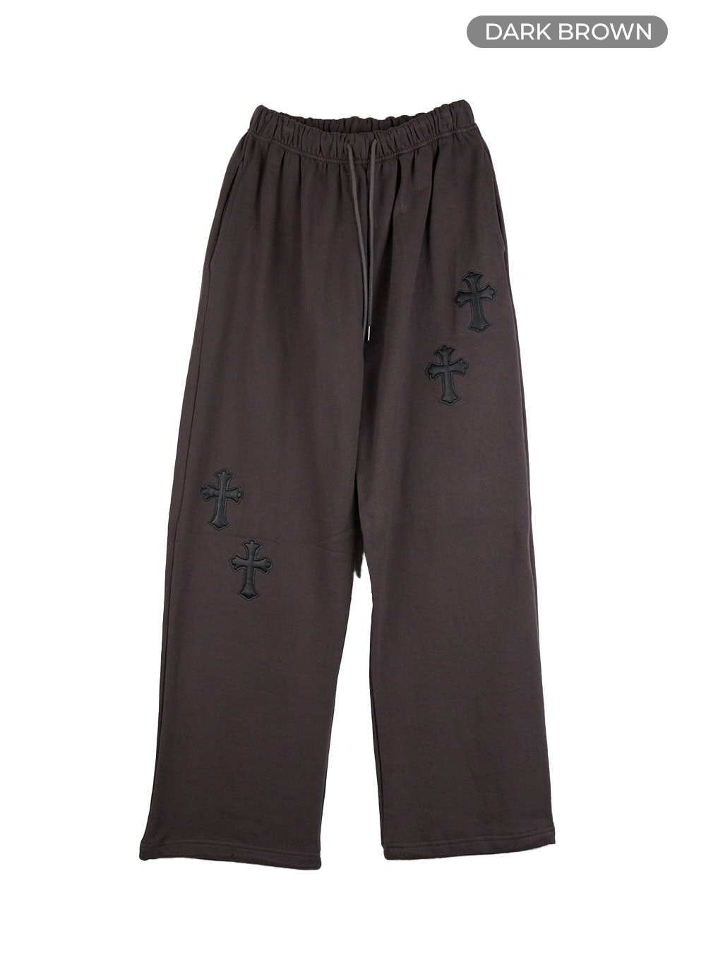 cozy-patchwork-graphic-sweatpants-cg419 / Dark brown