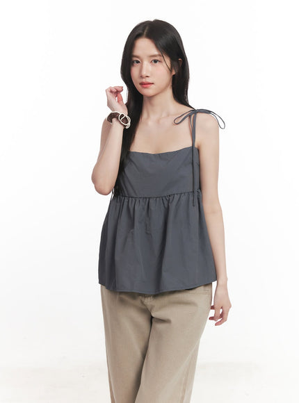 flare-square-neck-ribbon-cami-top-ca511 / Dark gray