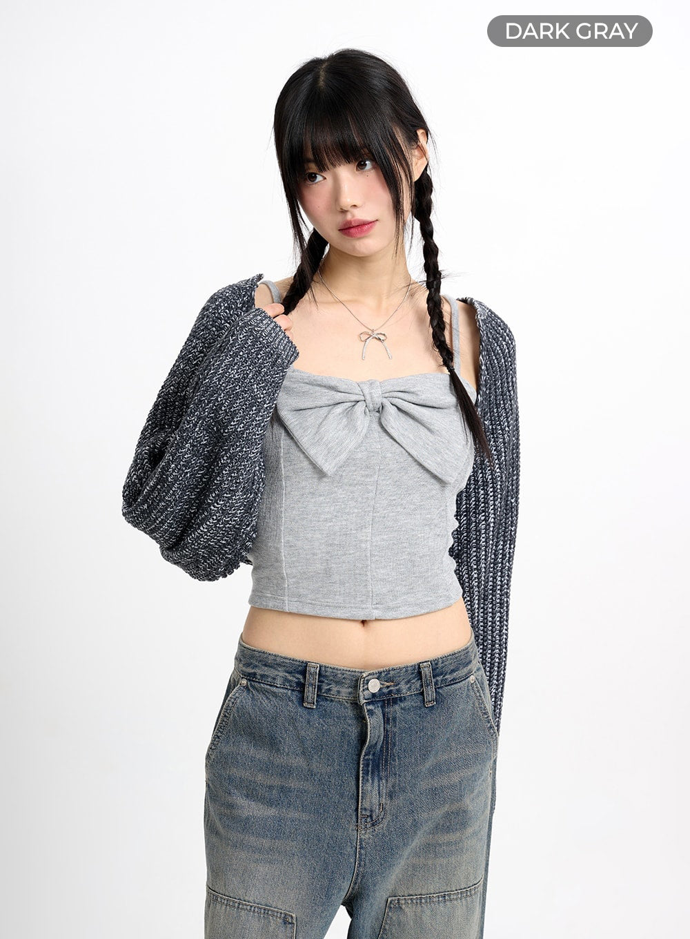 classic-cropped-knit-bolero-cm415 / Dark gray