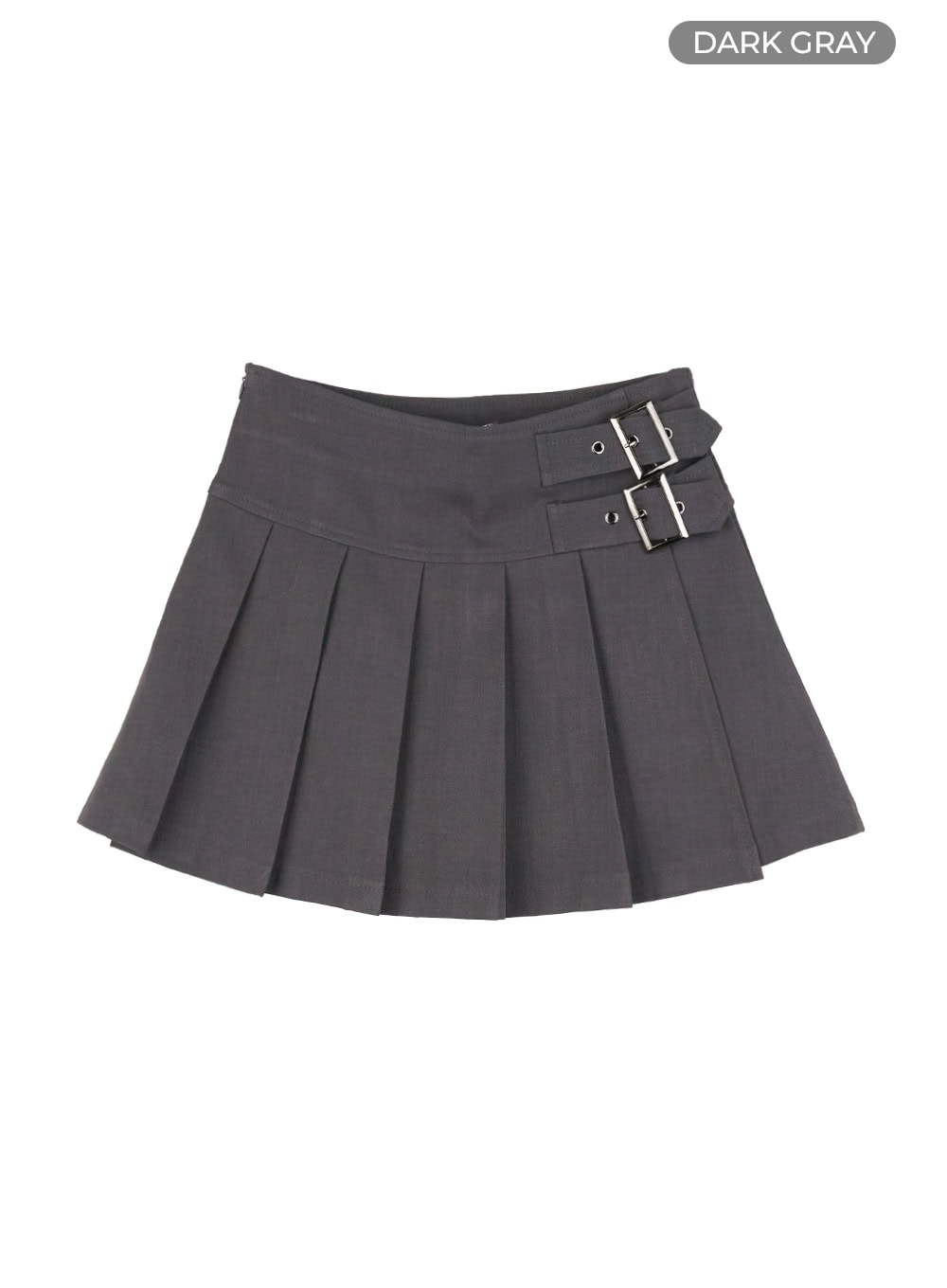 buckle-pleated-mini-skirt-ol402 / Dark gray