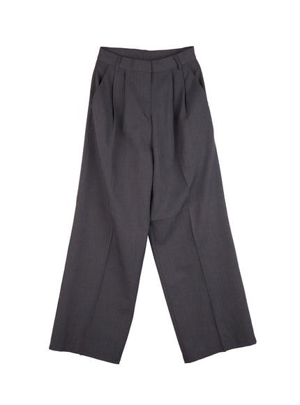 pintuck-relaxed-fit-slacks-cj528 / gray