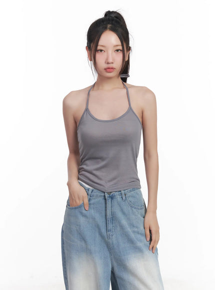 basic-halter-neck-cami-cu517 / Dark gray