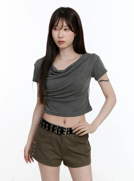cowl-neck-crop-top-ca502 / Dark gray