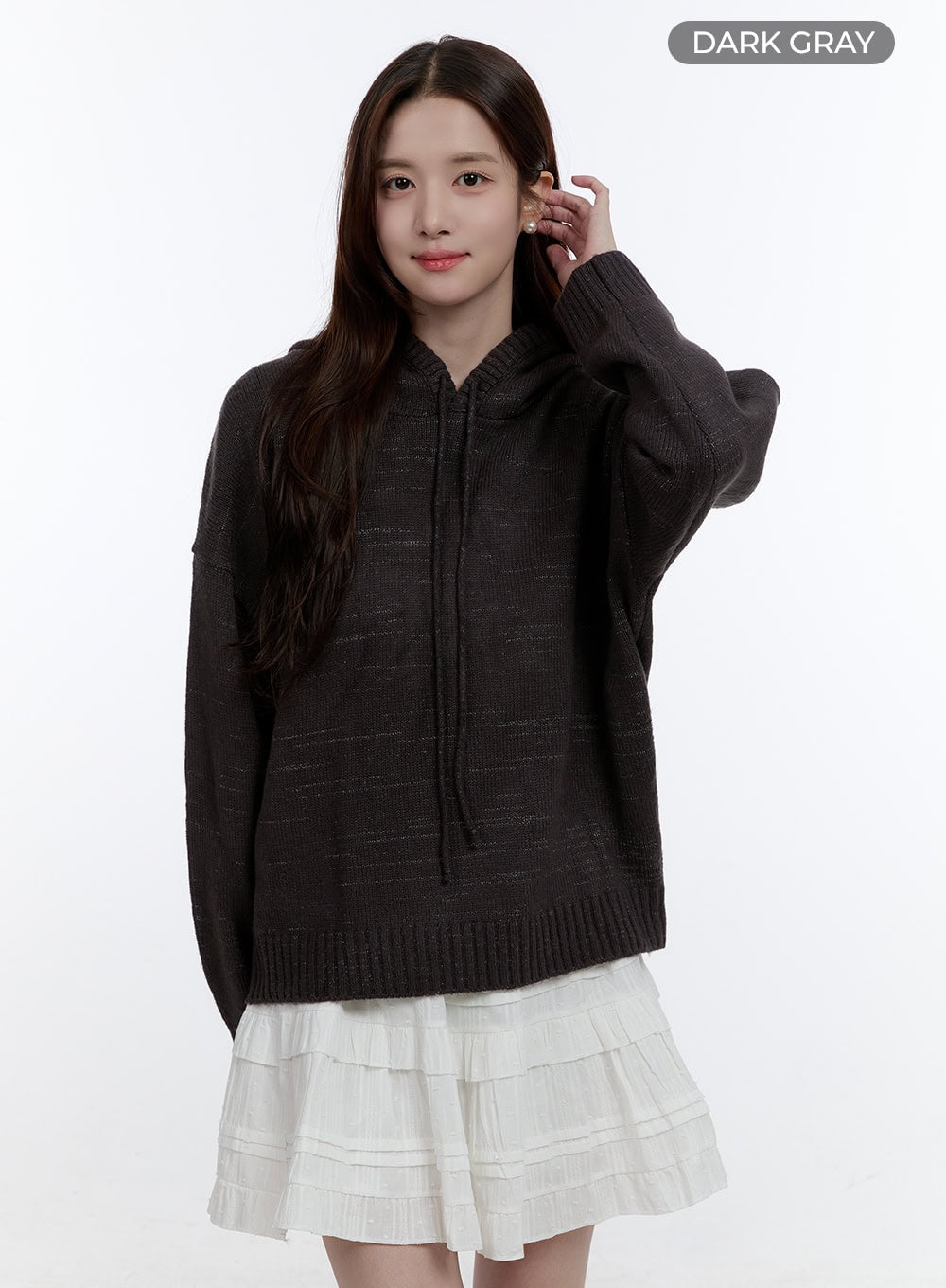 cozychic-oversize-hooded-knit-sweater-oo407 / Dark gray