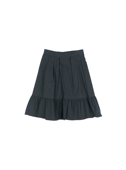 cotton-tiered-midi-skirt-cg507 / Dark gray