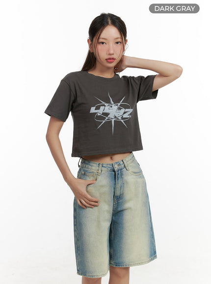 acubi-graphic-crop-tee-cl431 / Dark gray