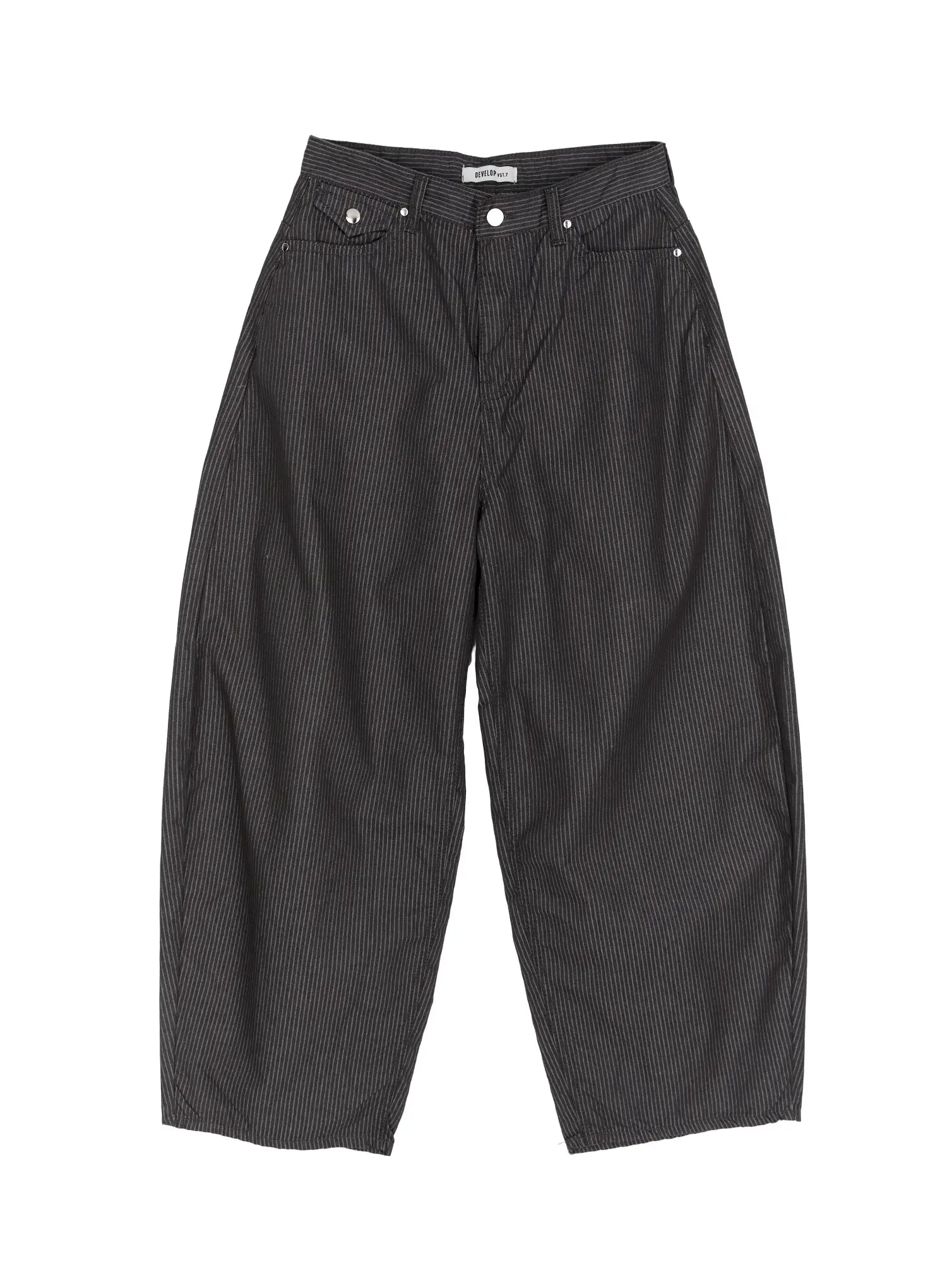 striped-wide-leg-cotton-trousers-cm511 / Dark gray