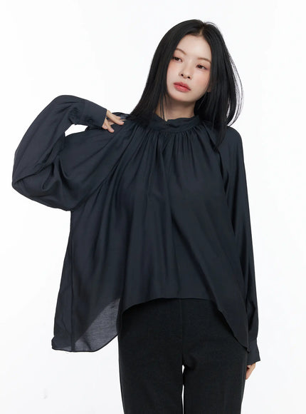 chic-open-shoulder-scarf-blouse-cj519 / Dark gray