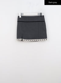 lace-stripe-tailored-mini-skirt-cn314 / Dark gray